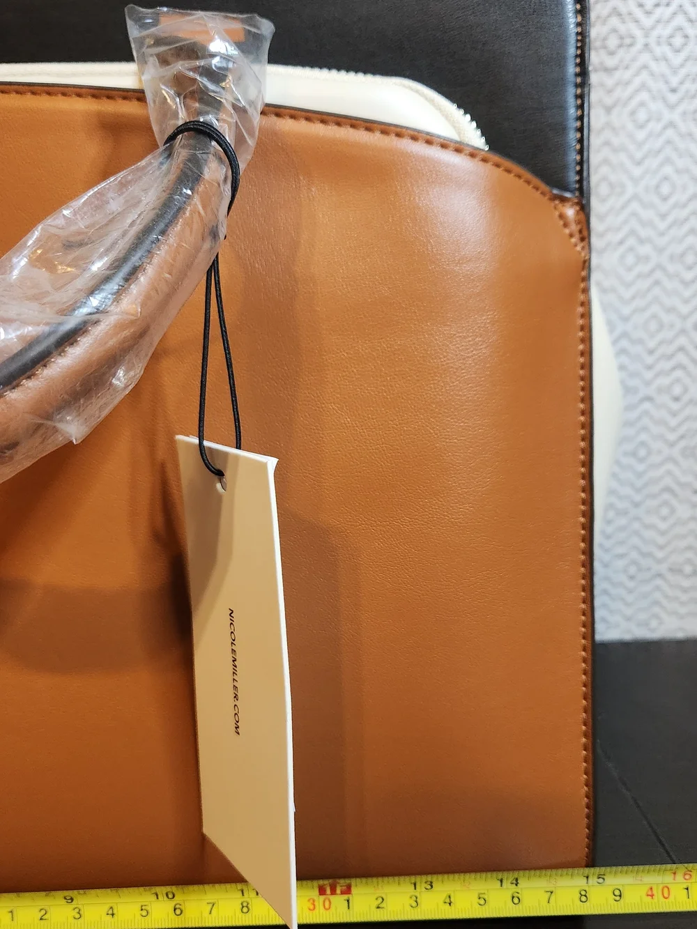 Nicole Miller New York Cream and Tan Satchel